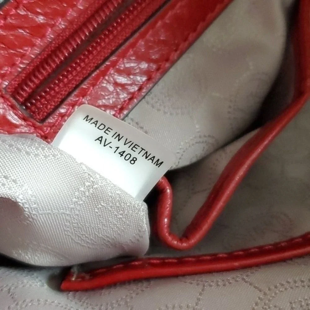 Michael Kors Hamilton Quilted Satchel Shoulder Crossbody Bag Red Leather